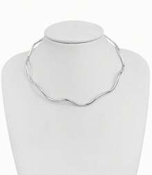 Minimalist Adjustable Wavy Gold And Silver Plated Choker - 銀色 - 查看 6