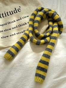 Sciarpa lavorata a maglia a righe, scalda collo di colore a contrasto alla moda, versatile per l'autunno/inverno da abbinare ai vestiti