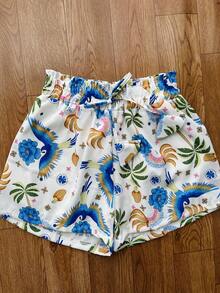 JING MODAS Crepe Set Of Cropped Top + Shorts With Lining - Blue - View 4