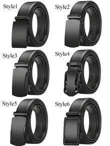 Personalized Belt Men Gift Engraved Custom Name LOGO Automatic Buckle Belts 120 130 140cm Plus Size Letter Gift For Him Men - Multicolor - View 2