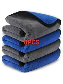 4 件装超柔软超细纤维绒面汽车清洁毛巾 - 超强吸水、超厚、无纺布抛光、清洗和干燥布 - 彩色 - 查看 16