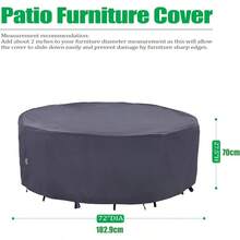 Outdoor - Fundas para muebles de patio al aire ltima intervensin, impermeable, resistente a los rayos, funda antidecoloracin para sillas de mesa redondas grandes, gris, 84 pulgadas de - Gris - 72" de diámetro x 27,5" de alto - Ver 3