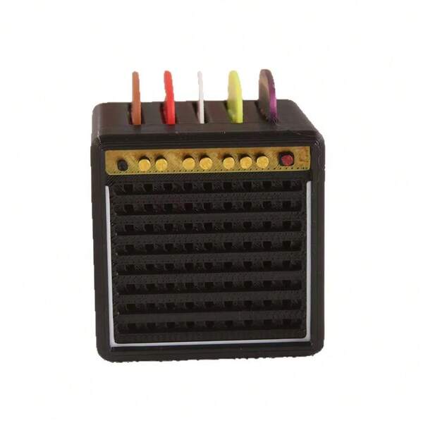 Guitar Picks Holder Box, Guitar Pick Display Holder, Amp Speaker Styled Pick Holder With 5 Celluloid Guitar Picks, Guitar Pick Storage Box Set For Guitar Players And Music Enthusiasts