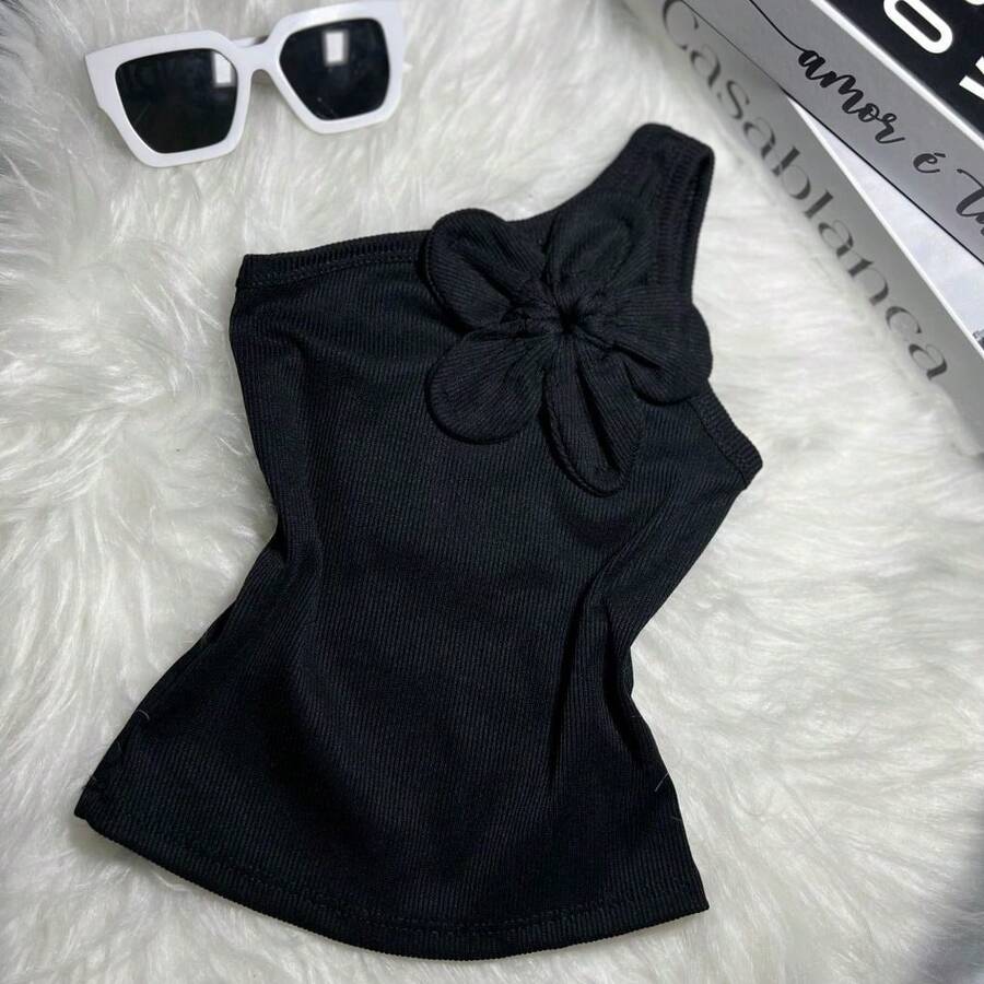 Flower Blouse For Girls, Blogger, Mini Diva Summer - Black - View 1