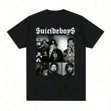 Suicideboy Era Tour Graphics Print T-Shirts For Men Harajuku Hip Hop Rock Style T Shirts Unisex Fashion Oversized Street T Shirt Tee Comfortable Comfortable - 黑色 - 查看 2