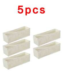 1/3/5件亚麻可折叠抽屉整理盒，内衣、袜子、胸罩、皮带、领带、围巾储物盒，梳妆台分隔盒，办公桌化妆品和文具整理盒 - 彩色 - 查看 14