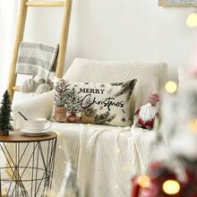 1PC Merry Christmas Eucalyptus Red Berry Pillow Cover, 12 X 20 Inches Winter Holiday Sofa Decorative Pillow, One-Sided Without Pillow Insert.