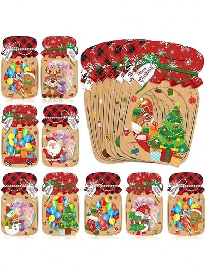 24 套圣诞梅森罐卡片 - DIY 节日工艺套装，圣诞老人/驯鹿/雪花设计，适合圣诞派对礼物、节日礼物交换和生日礼物