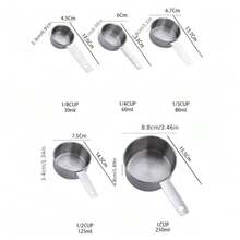 5 Pieces Stainless Steel Measuring Cups Set,  Kitchen Measuring Sets Gadgets Tool,For Cooking & Baking,Measure Dry & Wet Ingredients And Liquid (Cups) - Silver - View 3