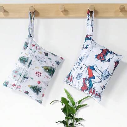 2pcs Small Wet Bag Multifunctional Waterproof Christmas Bags For Gifts Xmas Party Supplies Sanitary Pads Wet Bag