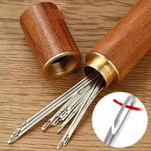 30pcs Automatic Threaded Sewing Needles, Wooden Needle Box, Easy Threading, Multi-Purpose Household Hand Sewing Needles, Suitable For DIY Embroidery, Mending And Other Sewing Projects - Multicolor - View 3