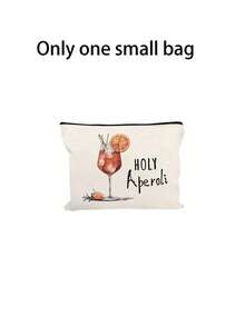 Holy Aperoli Cocktail Canvas Tote & Cosmetic Pouch –No‑Closure Shoulder Shopper With Wine Glass & Aperol Cocktail Print, Hand‑Washable, Large‑Capacity Multi‑Pocket Beach, Grocery & Travel Bag, Versatile Daily Carryall & Beauty Organizer For Women, Back To School,Teens, Shoppers, Party‑Goers & Gift Giving - Multicolor - View 15