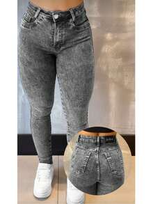ORIGINIAL SALT AND PEPPER JEANS, HIGH WAIST WITH LYCRA, BUTT LIFT - 灰色 - 查看 2