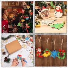 12/24 قطعة مجموعة زينة عيد الميلاد - شرائح خشبية غير مكتملة، تشمل الخيط والأقلام والأجراس، 12 نمطًا من زينة الأطفال DIY الفنية والحرفية للتعليق، جوارب عيد الميلاد، عيد الحب