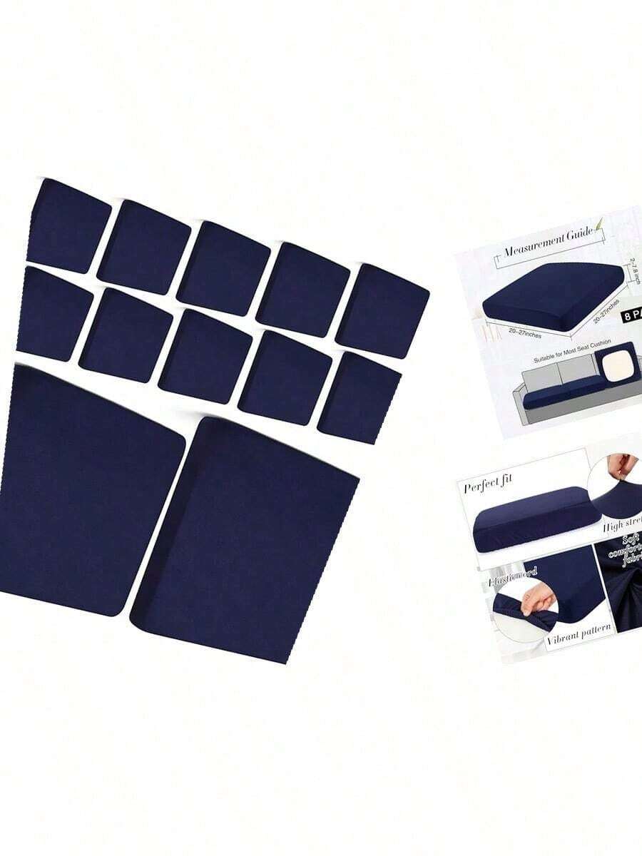 Newwiee 12 Pcs Patio Outdoor Cushion Covers Replacement Waterproof Stretch Sofa Couch Cushion Covers Washable Individual Couch Slipcovers Set Furniture Protector For Pets(20-27 Inch,Dark Green)