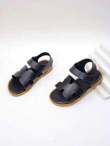 1 Pair Children's Fashion Casual Cute Non-Slip Durable Outdoor Metal Buckle Sandals, Kids Beach Slippers - Black - View 4