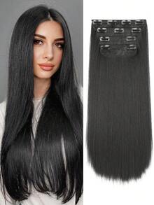 Clip In Hair Extensions 4pcs/Set Long Straight Hair Extension High Tempreture 20 Inch Synthetic Hairpiece Clip In Hair Extensions For Women Daily Use Cosplay Party - Multicolor - View 12
