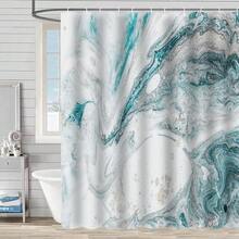 Teal Marble Turquoise Aqua Modern Shower Curtain, Bathroom Decor, Soft And Durable Waterproof Fabric Shower Curtain, Easy To Hang, Machine Washable