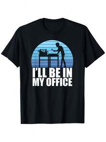 Men'S Funny Carpenter T-Shirt - I'll Be In My Office Construction Worker Graphic Tee - Heavy Machinery Design - With Bold Text - Smooth Texture Casual Shirt For Builders, Contractors, DIYers - All-Season Work Apparel - Round Neck Short Sleeve Regu - Black - View 1
