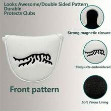 1pc Tiger Golf Protective Cover, Golf Putter Protective Cover; Golf Accessories; Durable Material Provides The Best Protection For Your Golf Club - متعدد الألوان - مشاهدة 8