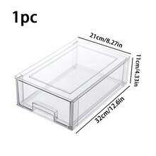 1pc Slide-Out Transparent Storage Box, Refrigerator Freezer Vegetable Fruit Drink Organizer, Kitchen Food Preservation Without Cross-Contamination - Clear - View 3