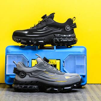 Women's Fashionable Outdoor Protective Shoes, Featuring Rotary Button Lacing, Steel Toe Cap Impact & Puncture Resistance, Breathable & Soft Upper, Anti-Slip & Durable Sole, Lightweight & Stylish Design Work Shoes