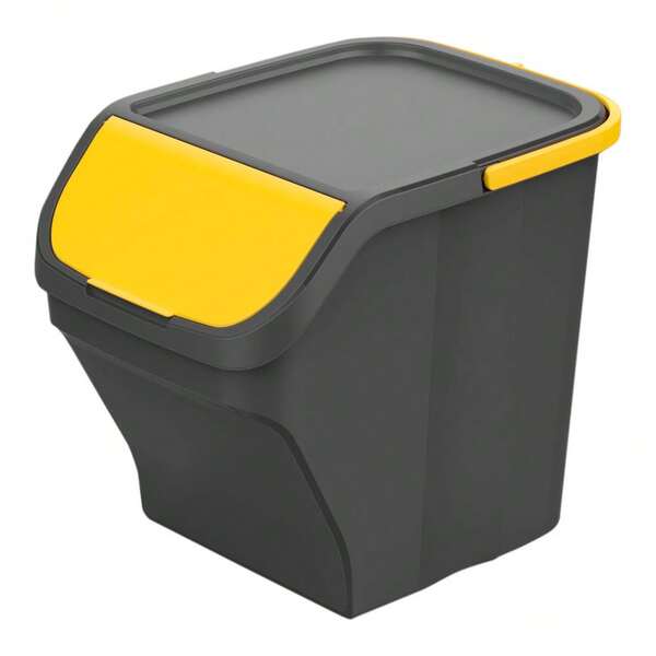 Cubo de Basura para Reciclaje Mondex Stack N' Sort Amarillo Gris 25 L con Tapa 40 x 30 x 34 cm - Marca: Mondex - EAN: 8053687881471