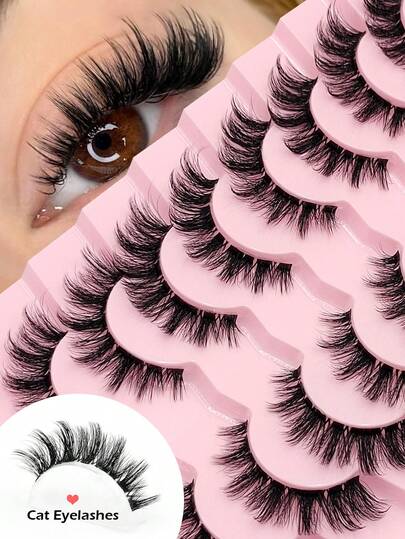  Asiteo 9对猫眼假睫毛，仿貂毛假睫毛，自然纤长，外扩式，放大双眼，假睫毛，化妆假睫毛