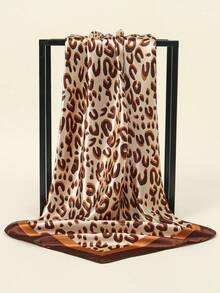 1 pieza Pañuelo de mujer con estampado clásico de leopardo, suave y cómodo, amigable con la piel, pañuelo para el cuello casual para protección solar, ideal para estilizar, 90*90cm