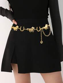 1pc European & Middle Eastern Style Green Metal Waist Belt/Chain For Women, Suitable For Daily, Party, Concert, Beach, Halloween Outfit - Multicolor - View 10