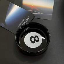 Gạt tàn thuốc bằng gốm đen hình bát giác - Hình tròn, không cần nguồn điện - Thích hợp trang trí nhà cửa, văn phòng và phòng bi-a, sử dụng trong nhà/ngoài trời, quà Giáng sinh cho bố, bạn trai - Nhiều màu - Xem 2