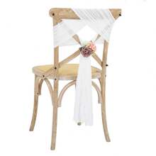 10 Pieces Lightweight Crepe Fabric Chair Sashes Tulle 40*275cm/15.7*108inch Balcony Gathering Wedding Reception Ceremony Setup ​​Outdoor Picnic​ Holiday Feast Christmas Celebrations Anniversaries​​ Family Gatherings Or Dinner Parties Cafes Or Bakeries