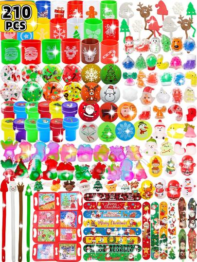 2/5/10/20/30/40/50/70/100个装圣诞节慢回弹玩具，散装减压挤压玩具，圣诞节解压玩具，生日派对礼物，礼品袋填充物，皮纳塔填充物，款式和颜色随机