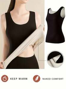 4pcs Women's Warm Pullover Tops, Fleece Lined Sleeveless Shirts, Suitable For Winter Wear, Soft Slim Fit Layering T-Shirts, Skin-Friendly Fabric, Comfortable Choice For All Day - Multicolor - View 9