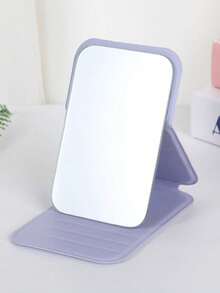 Mini Purple Letter Folding Portable Makeup Mirror, Black Letter, Pink Floral Pattern, A-Z Letter Makeup Mirror With Stand, Purple Travel Mirror, Beauty Product, Desktop Makeup Mirror, Rectangular Desktop Mini Folding Mirror, Minimalist Compact Makeup Mirror, Women's Travel Portable Makeup Mirror - Best Teacher's Day Gift, Back To School, Dorm Supplies, Perfect Gift, Christmas Gift, Halloween Gift - Multicolor - View 8