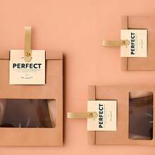 10 Pieces - Kraft Paper Packaging Bag Biscuit Snowflake Crisp Glutinous Rice Boat Cookie Candy Nougat Toffee Food Box Baking Clean No Sticky No Residue