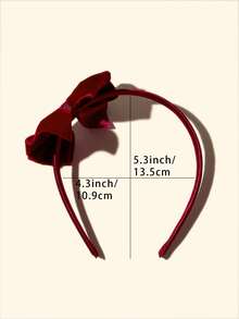 1pc Burgundy Velvet Bow Headband, Girls Hair Accessory - Burgundy - View 5