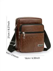 1 szt. Jednokolorowy plecak casualowy ze skóry PU z wieloma kieszeniami, zapinany na zamek błyskawiczny, odpowiedni dla mężczyzn do noszenia codziennych niezbędnych rzeczy, na ramię/przez ramię/do ręki, odpowiedni na wiosnę, lato, jesień, do biura, dojazdy do pracy, biznes