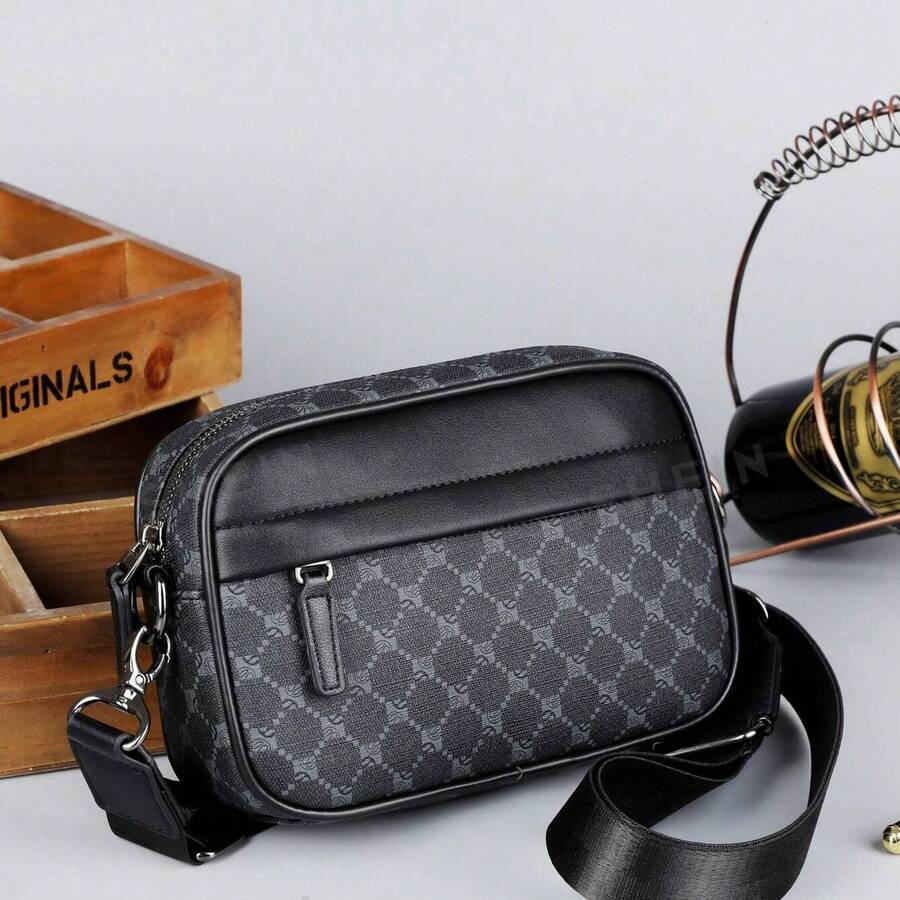 Men's Fashion Casual Crossbody Bag Large Capacity Youth Gift Street Style Horizontal New Model SH76-5 - Black - View 1
