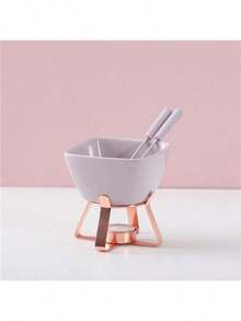 畅销方形和圆形巧克力火锅熔炉，创意陶瓷火锅，适用于奶酪、巧克力、冰淇淋，时尚简约的欧式巧克力火锅套装 - 彩色 - 查看 15