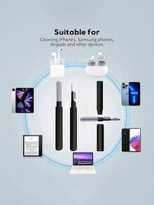 2件/1件耳机清洁套装，笔形清洁套装，带软刷，适用于无线耳机、蓝牙耳机、充电盒、电脑、相机和手机。 - 黑色 - 查看 3
