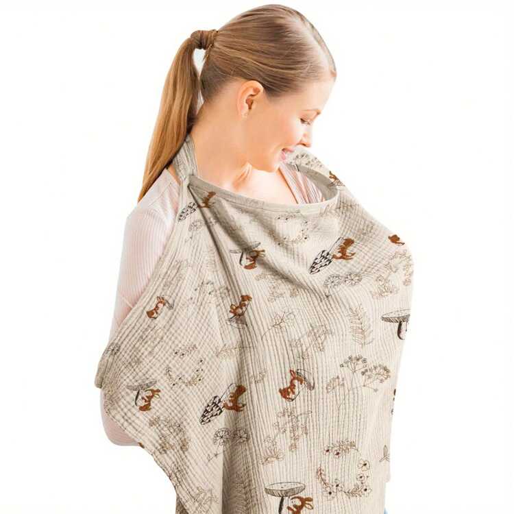 1pc Nursing Cover Scarf, Breathable Breastfeeding Cover Shawl For Outdoor Feeding - Squirrel - View 2