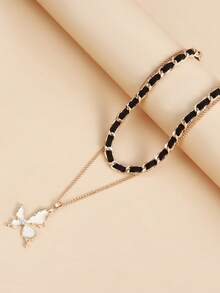 1 Women's Bohemian Style Interwoven Chain Necklace With Gold Diamond Cross Starfish Pendant, Butterfly Pendant - Gold-Plated Stacking Chain, Exquisite Everyday And Formal Jewelry, Bohemian Inspired Statement Piece, New Women's Necklace, Elegant Cross Necklace, Versatile Neckpiece Interwoven Design Suitable For Various Occasions Throughout The Year, - Style/Random - View 5