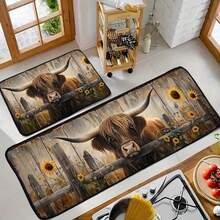 1 件高地牛向日葵厨房地毯套装 - 可洗矩形涤纶,适用于洗衣房、浴室、厨房、客厅、卧室 - 防滑、易清洁的家居装饰地垫 - 彩色 - 查看 11