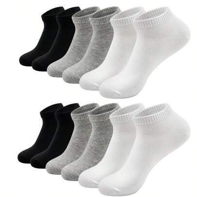 3/6 Pairs Assorted Black/White/Grey Solid Color Unisex Crew Socks, Suitable For All Seasons, Minimalist Design, Couple/Friend Gift