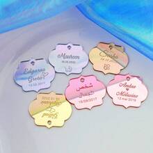 20个/50个/100个 个性化亚克力标签，可刻字，4厘米，可定制婚礼名字、生日快乐、瓶子标签、洗礼、镜子、金色标签、圣诞节活动装饰礼品，永恒的爱 - styleB 花型 - 查看 6