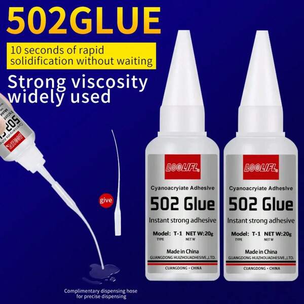 LOOLIFL 1-5pcs 502 Super Glue Instant Quick-Drying Cyanoacrylate Adhesive Leather Rubber Wood Metal Strong Bond Liquid Glue Tool