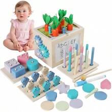 Juguetes Montessori 10 en 1 para Niños - Material Didáctico Preescolar con Pesca, Engranajes, Formas, Dibujo |   Juguete Educativo Juguetes Didacticos Multifuncional para Niños y Niñas - Azul - Ver 9