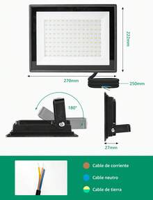 Aigostar Foco LED Exterior 100W 8700LM, Proyector Impermeable IP65, 126 LED, 6500K Blanco Frío Para Garaje, Jardín, Patio, Parque