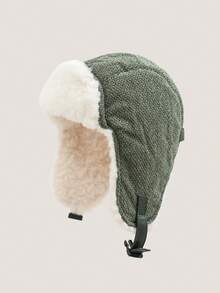 1pc Winter Ski Hat, Fleece Lined Windproof Earflap Cap, Warm Cycling Beanie For Men, Northeastern Cold-Proof Hat